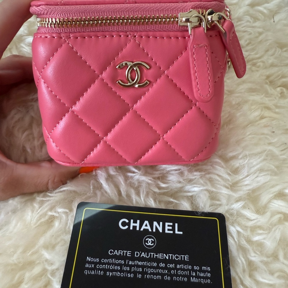 Chanel Pink Quilted Cosmetic Case
